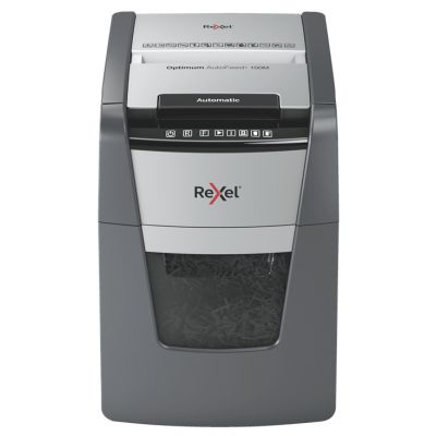 Paberipurustaja Rexel Optimum AutoFeed+ 100M, 2x15mm P5, 6-lehte/100-lehte automaatsöötjast, 34L, Home 1-2 users