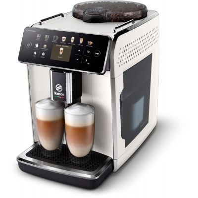 Espressomasin Saeco GranAroma, valge, 14 kohvijooki, 0.6L piimakann, 1.8L veepaak, 300gr kohviubade konteiner, Aquaclean filter