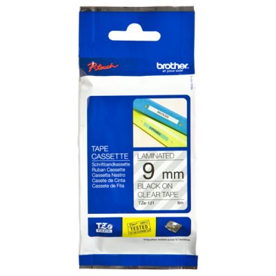 Adhesive tape Brother TZE-121 transparent, black text, width 9mm