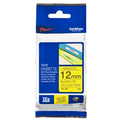 Adhesive tape Brother TZE-631 yellow, black text, width 12mm