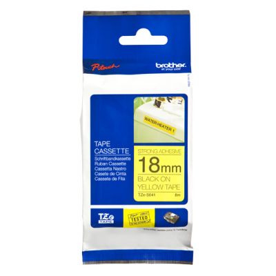 Kleepkirjalint Brother TZE-S641 Strong Adhesive, kollane, must tekst, laius 18mm, pikkus 8m