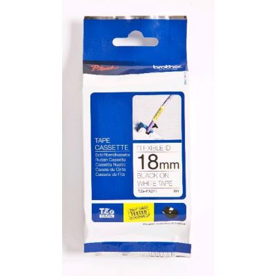 Kleepkirjalint Brother TZE-FX241 valge flexi ID, must tekst, laius 18mm