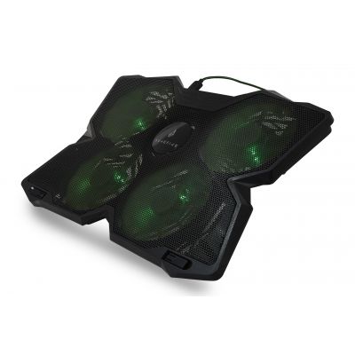 BORA GAMING LAPTOP COOLING PAD up to 17", 4x variable speed 120mm fans, green LED,  free USB port