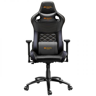 CANYON Nightfall G-7, Gaming chair, PU leather, Cold molded foam, Metal Frame, Top gun mechanism, 90-160 dgree, 3D armrest, Class 4 gas lift, metal base ,60mm Nylon Castor, black and orange stitching