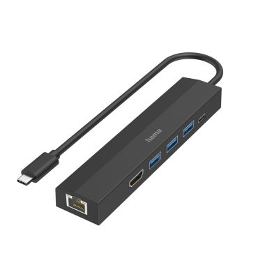 Hama USB-C hub, multi-port, 6 ports, 3x USB-A, USB-C, HDMI™, LAN/Ethernet