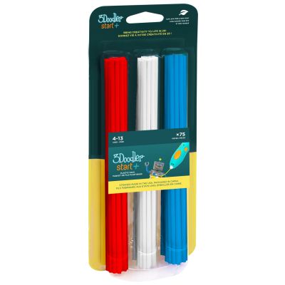 Täiteplastik 3D-pliiatsile Start+, 75tk/pk (punane, valge, sinine)