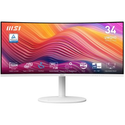 LCD Monitor|MSI|MODERN MD342CQPW|34"|Business/Curved/21 : 9|Swivel|Pivot|Height adjustable|Tilt|Matte|Panel VA|3440x1440|21:9|120Hz|5 ms|Speakers|Colour White|MODERNMD342CQPW