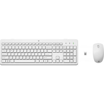 Klaviatuur+hiir HP 230 Wireless Mouse and Keyboard Combo White - valge, juhtmevaba 2.4GHz, EST
