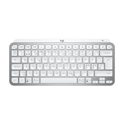 Klaviatuur Logitech MX Keys Minimalist Wireless Illuminated Keyboard Bluetooth Pale-grey/hall PAN-Nordic, Li-Poly aku, USB-C laadimiskaabel