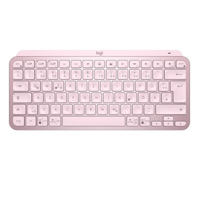 Klaviatuur Logitech MX Keys Minimalist Wireless Illuminated Keyboard Bluetooth ROSE/roosa US-layout, Li-Poly aku, USB-C laadimiskaabel