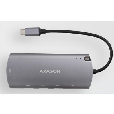 Axagon HMC-6M2 SUPERSPEED USB-C COMBO 6IN1 HUBMultiport USB 3.2 Gen 1 hub. SATA M.2, HDMI, Gigabit LAN and Power Delivery. Cable USB-C 18 cm.