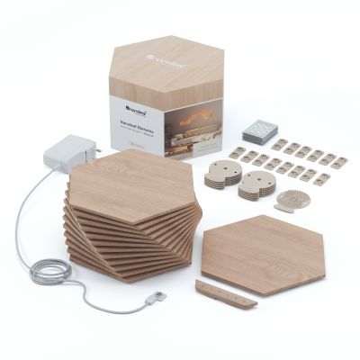Nanoleaf|Elements Wood Look Hexagons Starter Kit (13 panels)|Cool White + Warm White