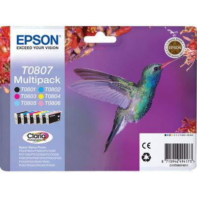 Tint Epson T0807 tindikomplekt (6 tinti) Multipack P50 PX650/660 700w/710w/720wd/730wd 800Fw/810Fw/820Fwd/830Fwd R265/360 RX560