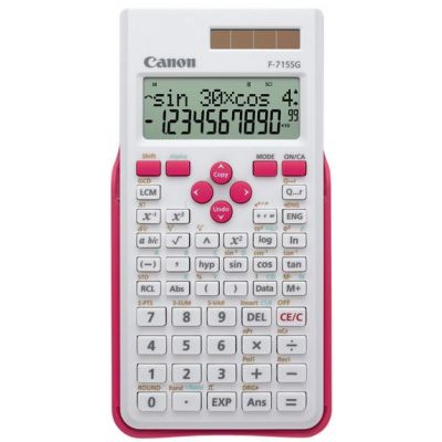 School calculator Canon F-715SG White & Magenta EXP DBL, standard and solar battery, 1YW