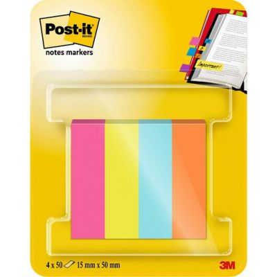 Järjehoidja Post-IT indeks, paber, 15x50mm, 4 värvi x 50 lehte, PEFC