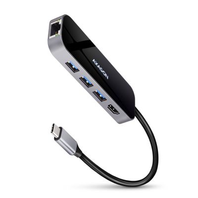 Axagon Multiport USB 3.2 Gen 1 hub. HDMI, Gigabit LAN and Power Delivery. 20 cm USB-C cable.