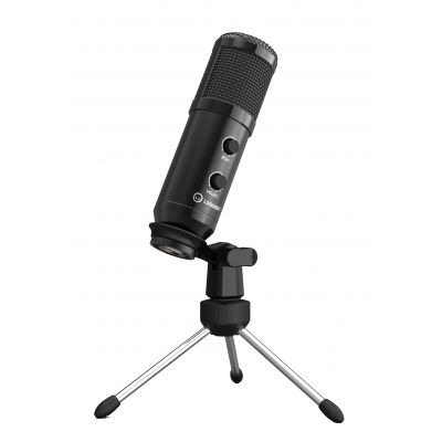 LORGAR Soner 313, Gaming Microphones, Black, USB condenser microphone with Volume Knob & Echo Kob, including 1x Microphone, 1 x 2.5M USB Cable, 1 x Tripod Stand, 1 x User Manual, body size: 47.4*158.