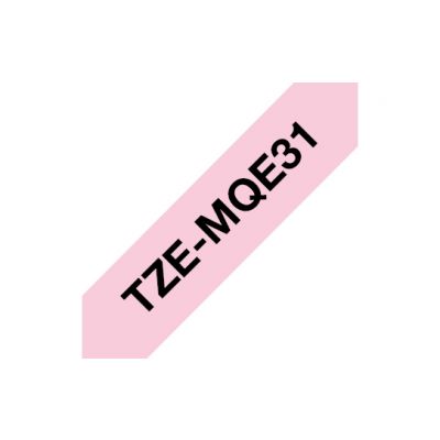Kleepkirjalint Brother TZE-MQE31 pastellroosa, must tekst, laius 12mm