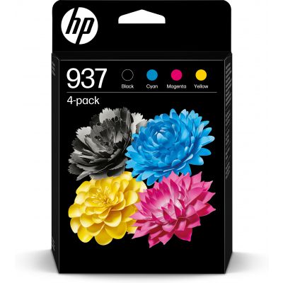 Tint HP 937 CMYK 4-Pack 6C400NE (1250lk must, 800lk/värvid), Officejet Pro 9110b, 9120e, 9720E, 9730e