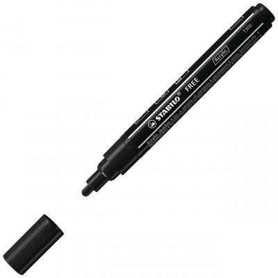 Marker permanent STABILO FREE Acrylic T300 black 2-3 mm