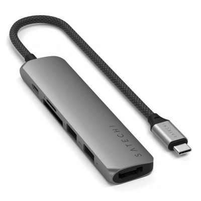 SATECHI 6-in-1 USB-C Slim Multiport Adapter (Space Grey)