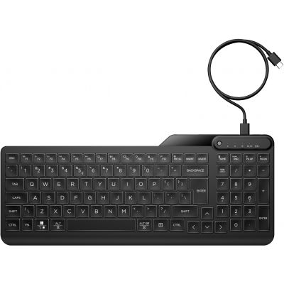 HP 405 Backlit USB-C Wired 24/7 Keyboard, Spill Resistant, Sanitizable, Programmable, Adjustable Tilt and LED brightness - Black - ESTONIAN