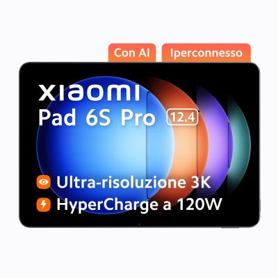 Xiaomi | Pad 6S Pro | 12.4 " | Graphite Gray | IPS LCD | 2032 x 3048 pixels | Qualcomm | Snapdragon 8 Gen 2 (4 nm) | 8 GB | 256 GB | Wi-Fi | Front camera | 32 MP | Rear camera | 50+2 MP | Bluetooth |
