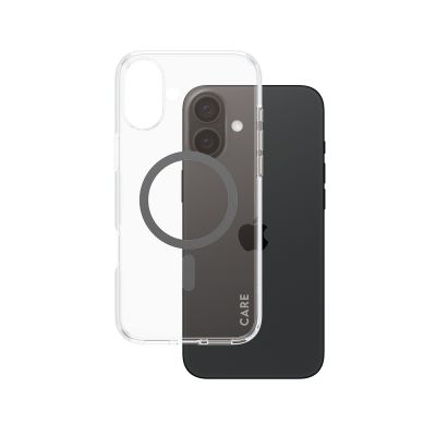 CARE by PanzerGlass Case Flagship | Back protection | Apple | iPhone 16 Plus | Recycled plastic | Transparent/Black | MagSafe