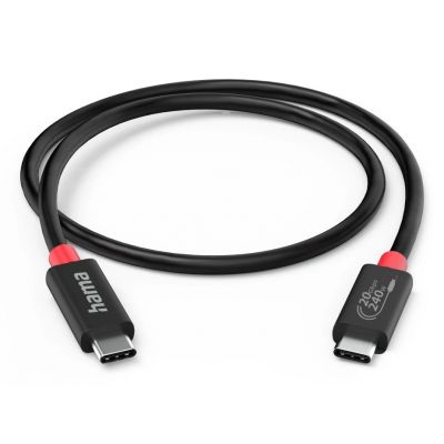 USB-kaabel Hama 2.0m must USB-C USB4 Gen2 Type-C pistik, max 20Gbit/s, video kuni 7680x4320 (8K), 5A 240W Power Delivery 3.1, topeltvarjestus