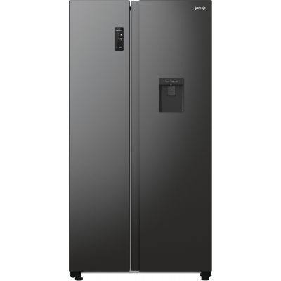 Gorenje Refrigerator | NRR9185EABXLWD | Energy efficiency class E | Free standing | Side by side | Height 178.6 cm | No Frost system | Fridge net capacity 355 L | Freezer net capacity 192 L | Display