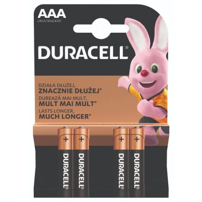 Batteries Duracell MN2400 / 4 Basic AAA LR03 1.5V Alkaline, 1 pack (pack of 4)