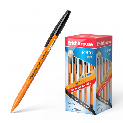 Ballpoint pen ErichKrause® R-301 Orange Stick 0.7, ink color: black (box 50 pcs.)