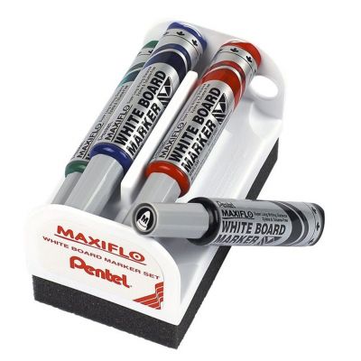 Dry Wipe Marker MAXIFLO MWL5M-4N (black, red,blue, green), bullet point 6mm, Pentel