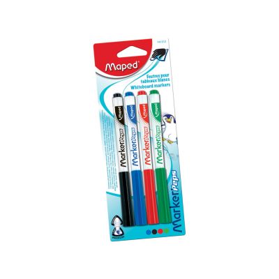 Dry erase markers  , 4sh (black,blue, red, green), Maped