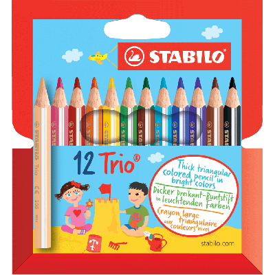 Coloring pencil Stabilo Trio Mini, triangular, wallet of 12