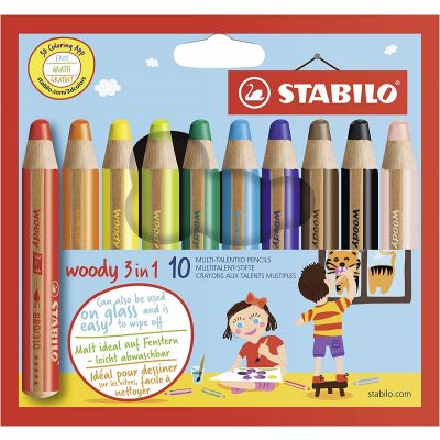 Coloring pencil Stabilo woody 3 in 1, wallet of 10