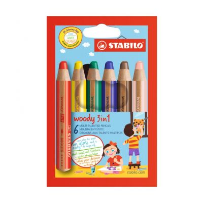 Coloring pencil Stabilo woody 3 in 1, wallet of 6