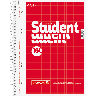 Wirebound refill pad student A5 160sh 5x5squared, Brunnen