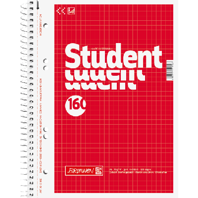 Kaustik A5 160l 5x5 ruut Student spiraalköide 6-ne augustus rebitavad lehed Brunnen, punase kaanega