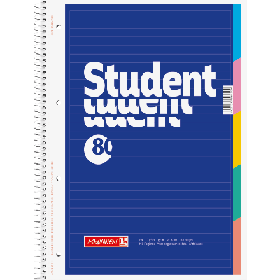 Wirebound refill pad student A4 80sh ruled, with 5section index, Brunnen