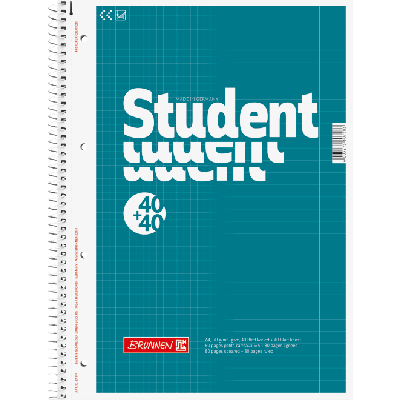 Wirebound refill pad student A4 40 5x5squared + 40 ruled sh, Brunnen