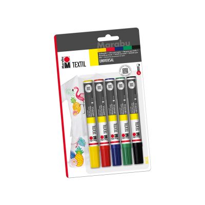 Tekstiilimarkerite komplekt 2-4mm, 5 värvi