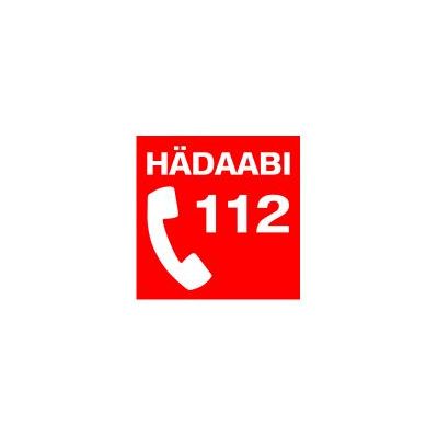 "Safety - label ""Emergency 112"" sticker 10x10 cm, with the image of the phone, red"