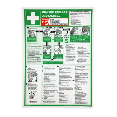 First aid poster A3 laminated, in Estonian