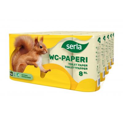 Tualettpaber Serla Orava 3-kihiline, kollane, 8rulli/pk