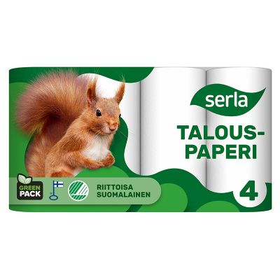 Roll towel Serla Orava, white 2-ply, 4 rolls / pack