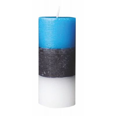 Candle RUSTIC cylinder blue-black-white 60x140mm