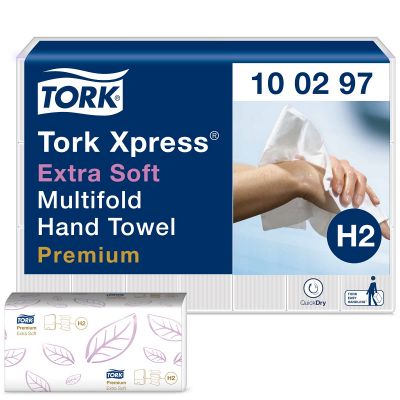 Tork H2 Xpress Multifold Extra Soft White 2-Layer, 100 Sheets / Pack Size (21.2x34cm)