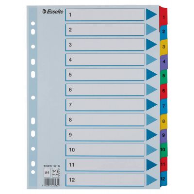 Index 1-12 Esselte Cardboard Mylar tabs A4