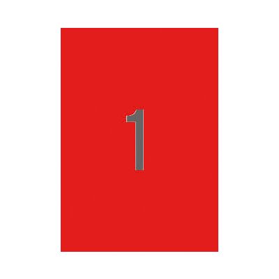 Red permanent labels 210.0 x 297.0 mm 20 sheets